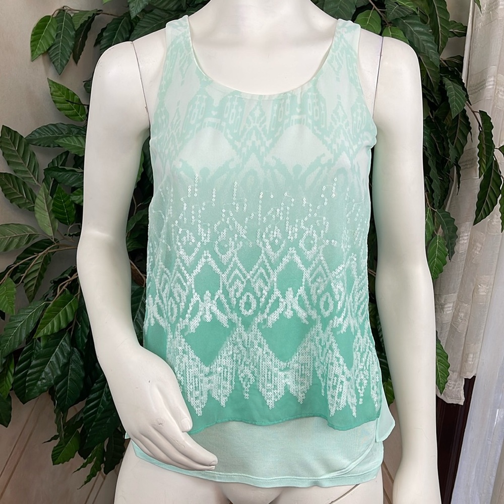 EXPRESS MINT TULIP BACK SEQUIN DETAIL TOP